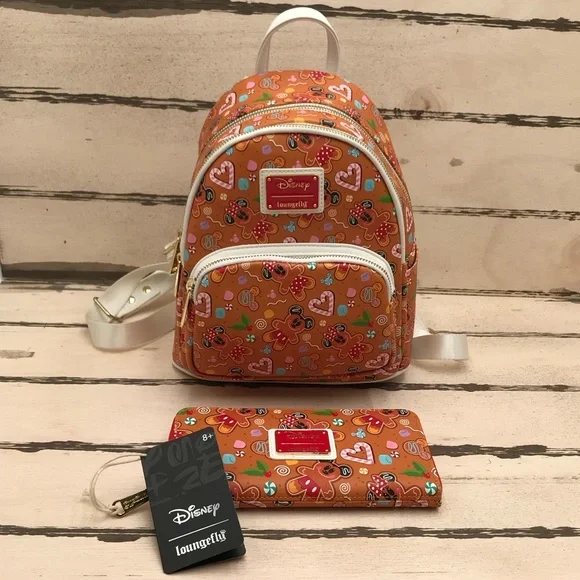 Disney LoungeFly Ginger Bread Backpack & Wallet - Picture 1 of 14